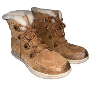 Sorel Explorer Winter Snow Boots Outdoors Hiking Brown Furry